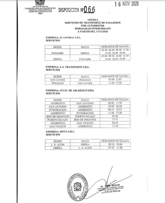 Hoy vuelve a funcionar el transporte interurbano en Misiones 5 10 - 5 2 - 9
