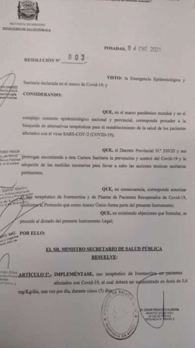 Misiones comenzará a suministrar Ivermectina a pacientes con coronavirus 1 2 - ivec - 1