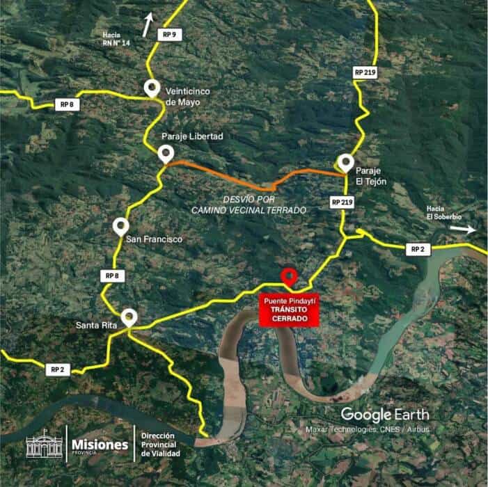 RP2: el puente provisorio sobre el arroyo Pindaytí se encuentra inhabilitado 1 2 - puente desvios 2 - 1