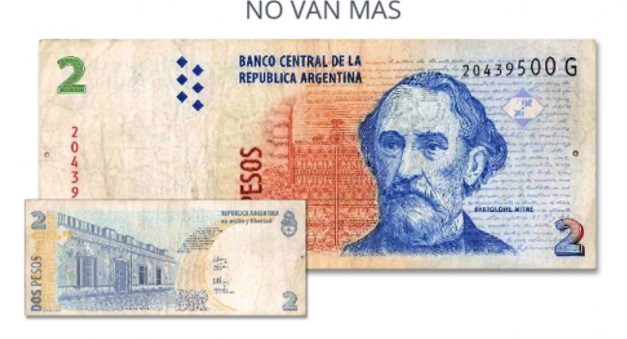 El billete de 2 pesos podrá cambiarse en los bancos hasta el 27 de abril
