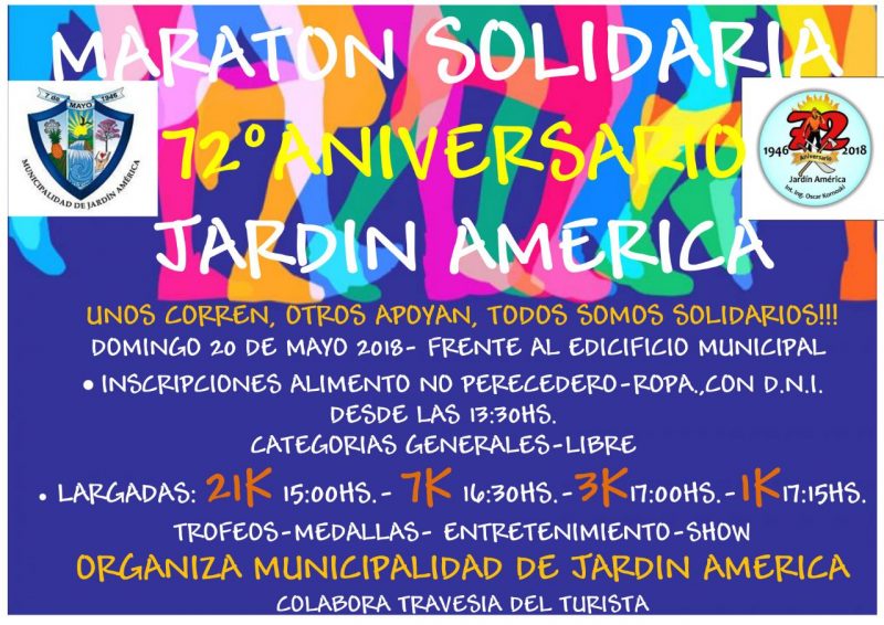 Este fin de semana, Maratón Solidaria en Jardín América