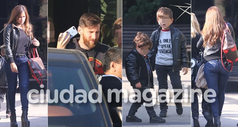 Lionel Messi y Antonela Roccuzzo con sus hijos en Argentina