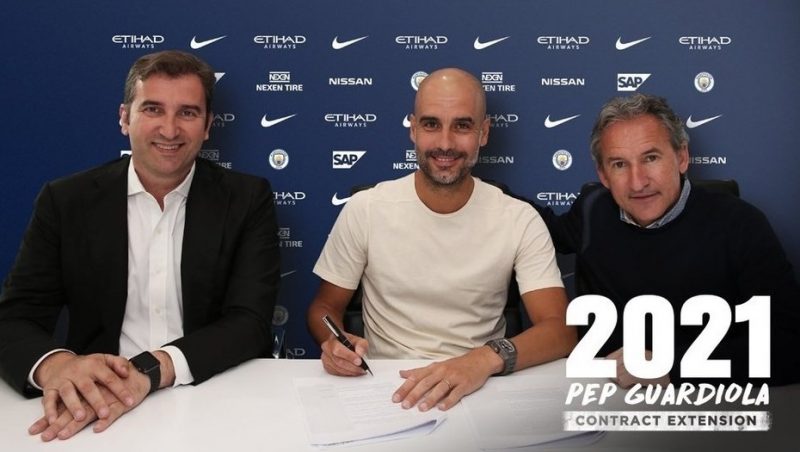 Josep Guardiola extendió su contrato con Manchester City hasta 2021