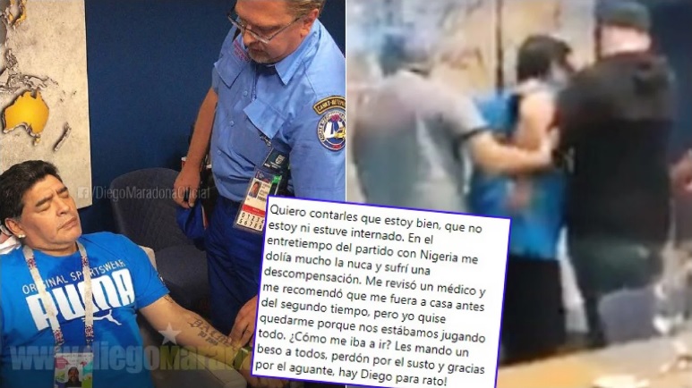 La aclaración de Maradona tras su descompensación en el partido de Argentina contra Nigeria