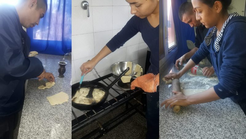 Cadetes de la Policía continúan repartiendo torta frita y mate cocido a personas en situación de calles