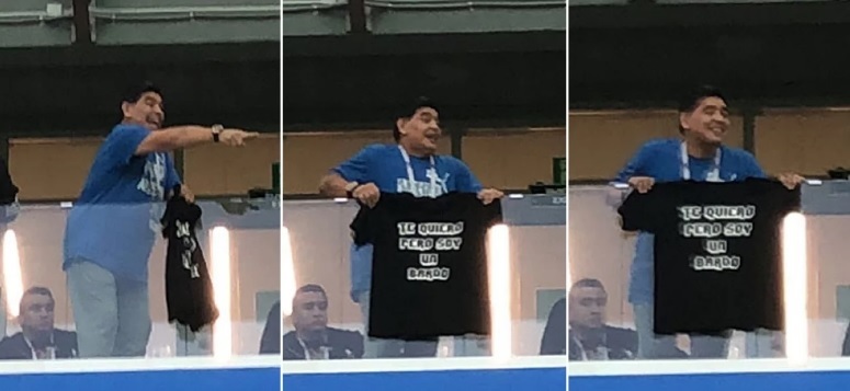 Diego Maradona mostró una divertida remera en Argentina – Croacia