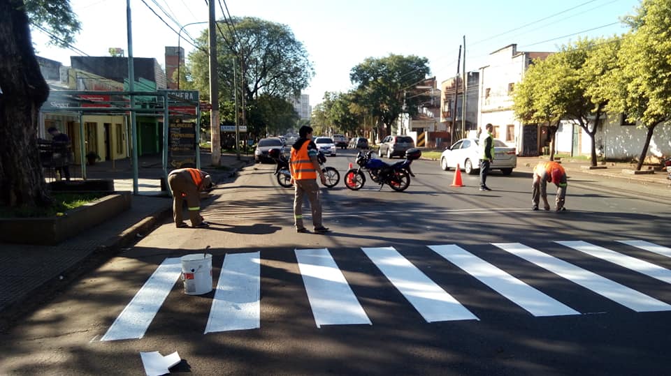 Trabajaron en la demarcación de sendas peatonales