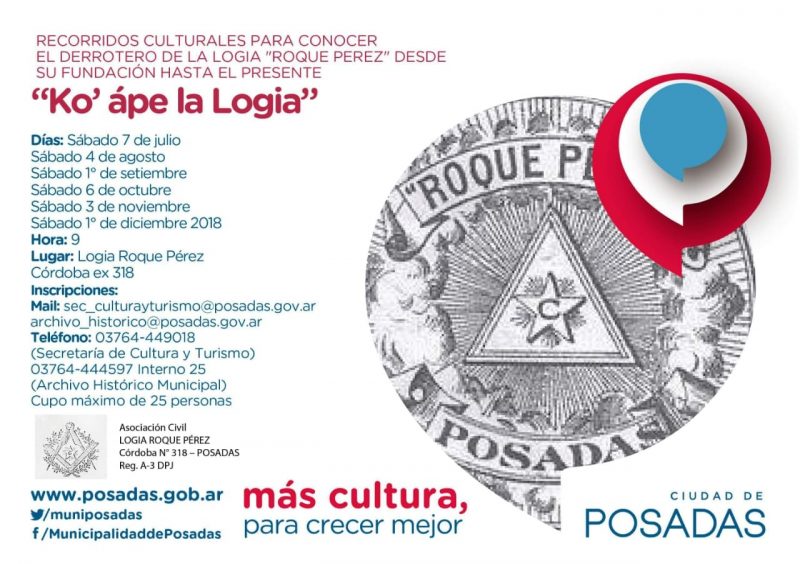 Este sábado se realizarán los recorridos culturales por la Logia Roque Pérez