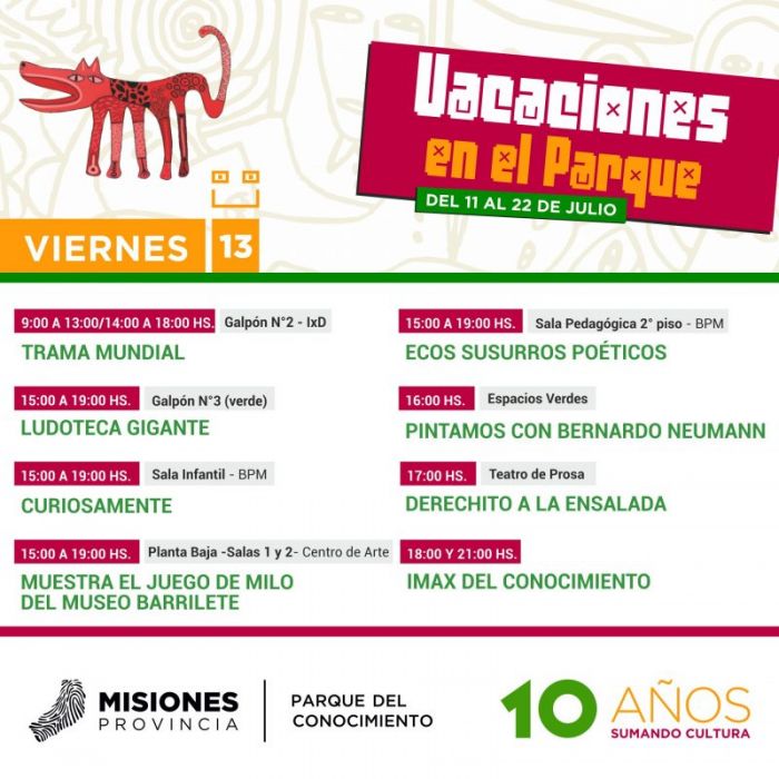 Se viene un finde a todo sol en el Parque 2 4 - Vacaciones en el Parque programacion diaria para redes 3 viernes 13 - 3