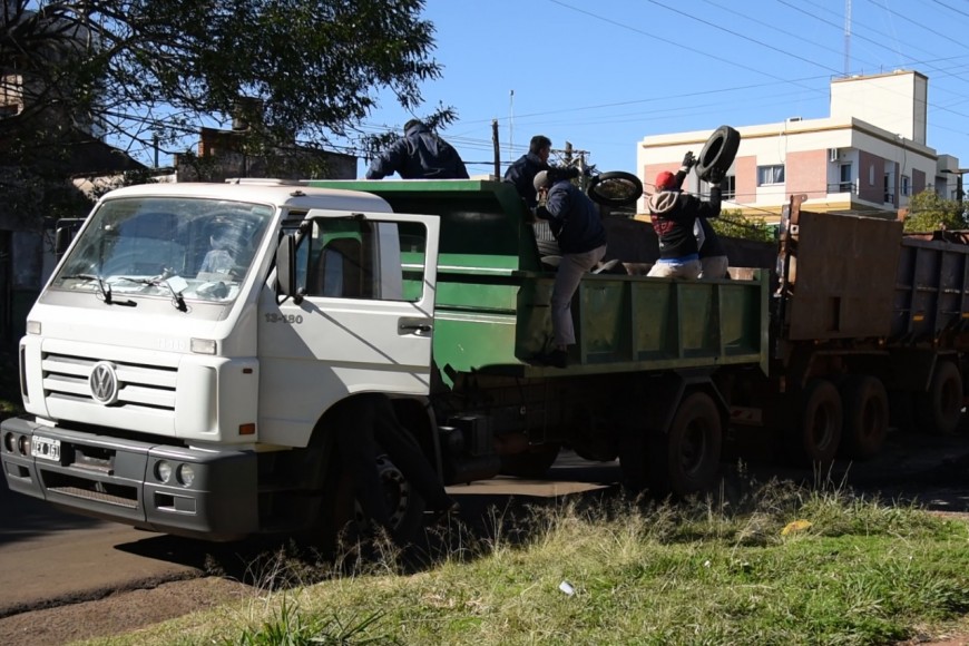 Dengue: recolectaron más de 8 mil neumáticos en desuso en gomerías de la ciudad