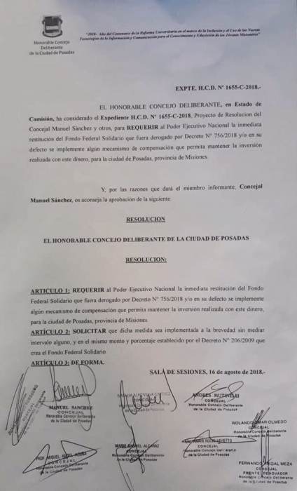 El HCD de Posadas requiere a la Nación la restitución o compensación del Fondo Federal Solidario 1 2 - IMG 20180816 184623 1 - 1