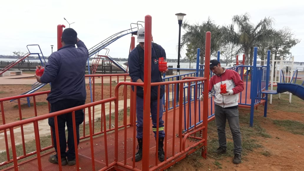 Realizaron tareas de mantenimiento en plazas de Riberas del Paraná