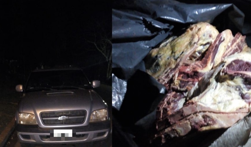 Detienen a conductor de una camioneta que llevaba carne faenada en Concepción de la Sierra