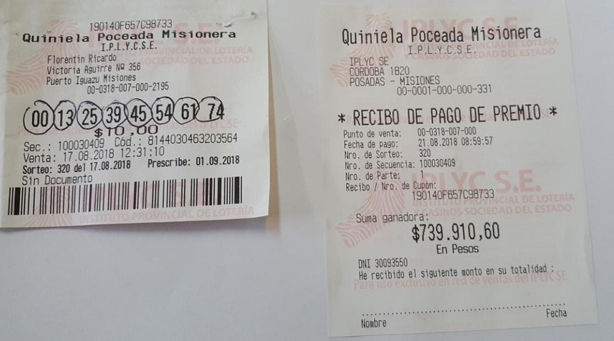 Ama de casa ganó casi 800 mil pesos con la Poceada Misionera
