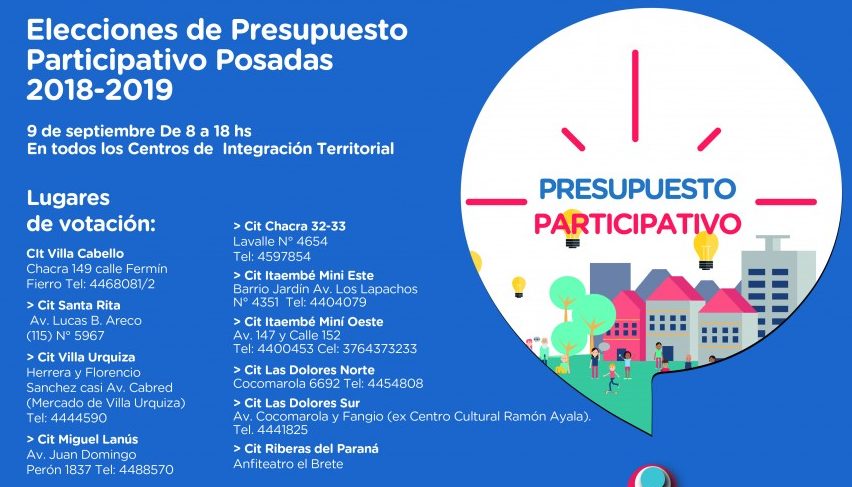 Presupuesto Participativo: este domingo los posadeños votarán entre 154 proyectos
