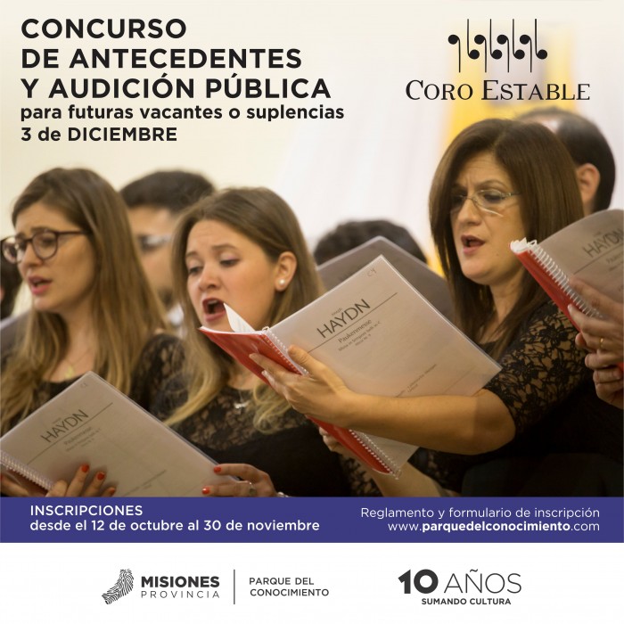 Llamado a concurso para integrar el Coro Estable del Parque del Conocimiento 2 4 - Audicion Coro afiche 2018 B - 3