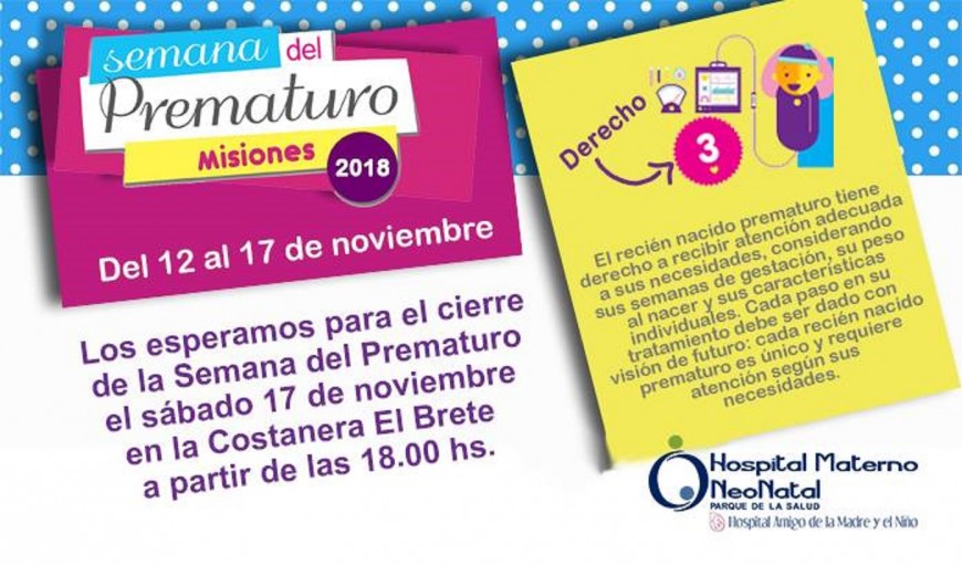 El Hospital Materno Neonatal realizará distintas actividades por la semana mundial del Prematuro