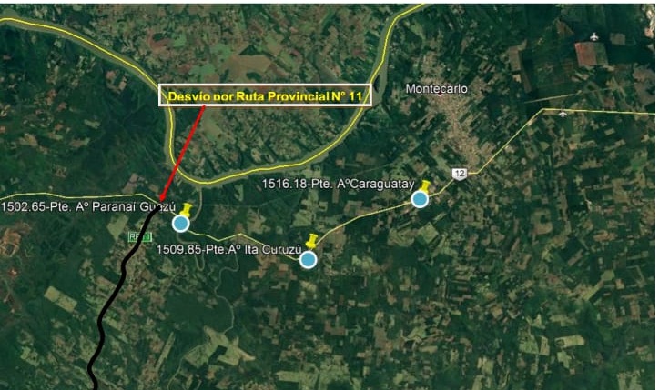 Corte de ruta, entre El Alcázar y Montecarlo por un operativo de Vialidad Nacional