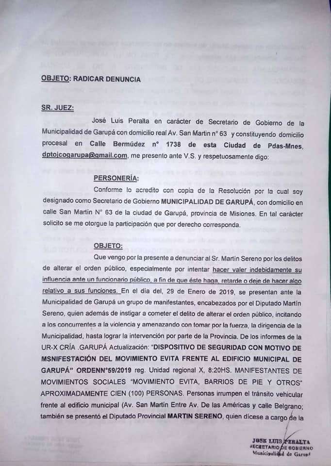 Garupá: el secretario de Gobierno denunció penalmente al diputado Martín Sereno por “alterar el orden público” 1 2 - 51737822 2214037365479904 5292641568400867328 n - 1