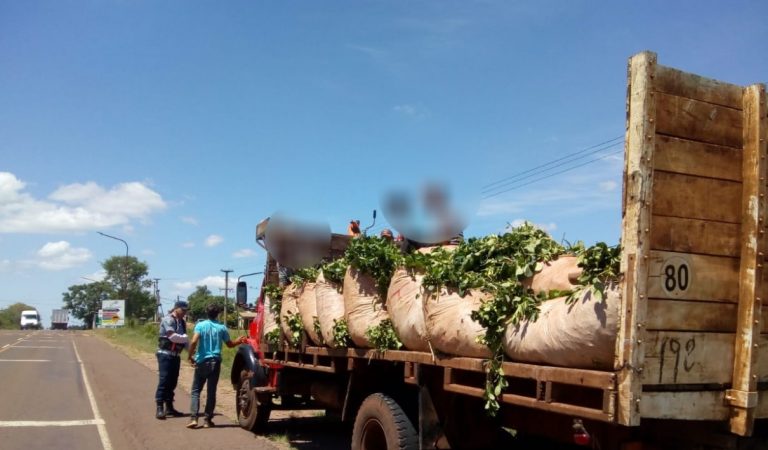 Retuvieron un camión que transportaba tareferos sobre ponchadas de yerba