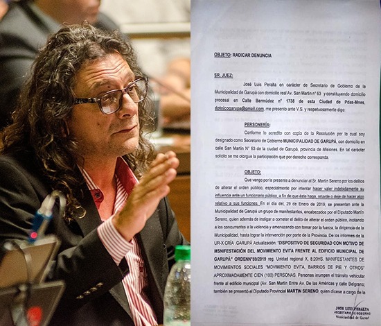 Garupá: el secretario de Gobierno denunció penalmente al diputado Martín Sereno por “alterar el orden público”