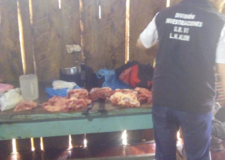 Detuvieron a un hombre investigado por abigeato y secuestraron carne faenada