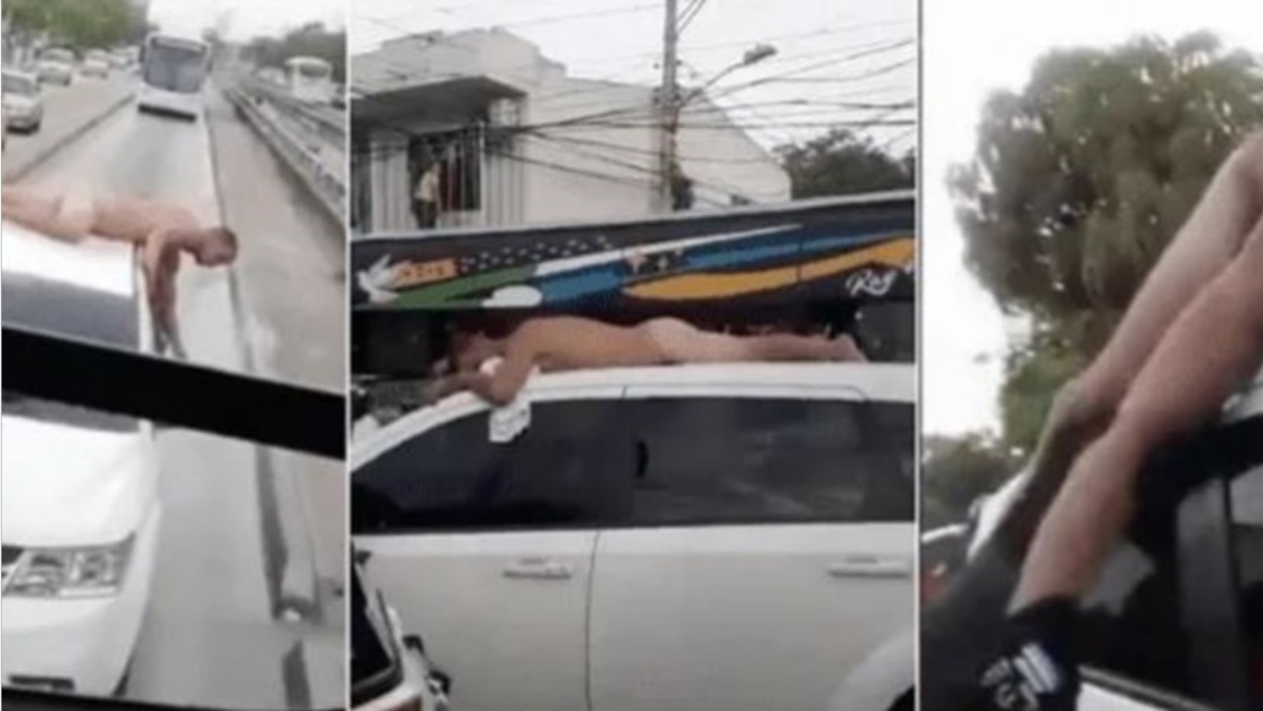 Paseó en el techo del auto a su marido desnudo por una infidelidad