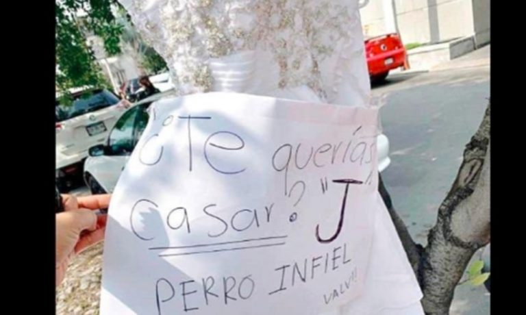 La venganza viral por una infidelidad: colgó su vestido de novia con la frase "¿Te querías casar? Perro infiel"