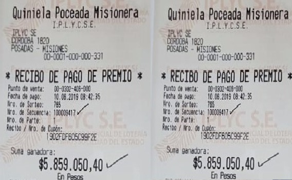 Empleada de comercio de Iguazú ganó casi seis millones de pesos con La Poceada