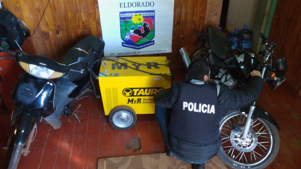 Eldorado: investigadores recuperaron dos motos, insumos, herramientas robadas y detuvieron a una persona