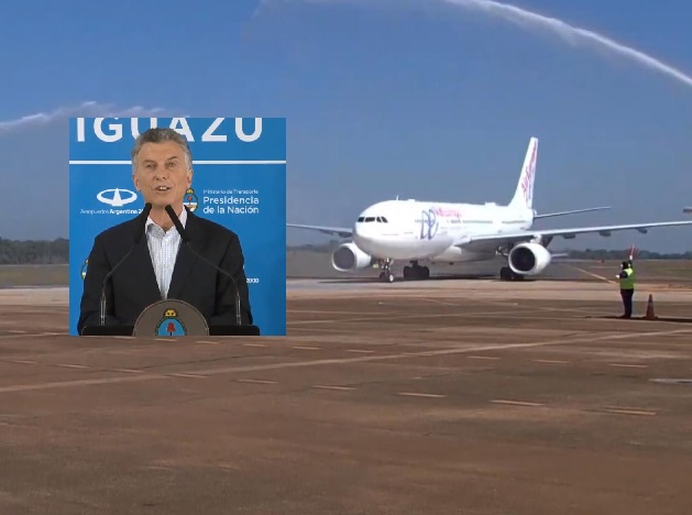 Macri inauguró oficialmente el vuelo Iguazú-Madrid: “Sigamos este camino”, dijo