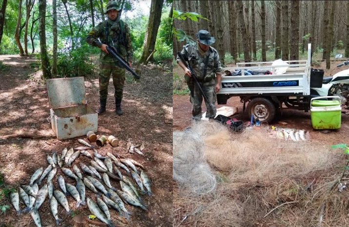 Veda de pesca: Ecología secuestró redes, chuzas, pescados y armas en la zona del Lago Urugua-í