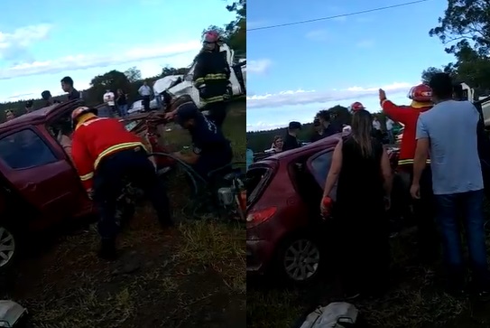 Santo Pipó: fuerte choque entre una camioneta y un auto en ruta 12