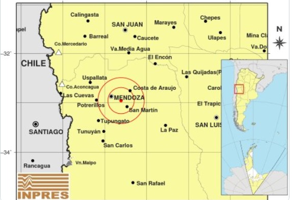 El sismo de 4,8 grados no produjo daños ni afectó a personas en Mendoza