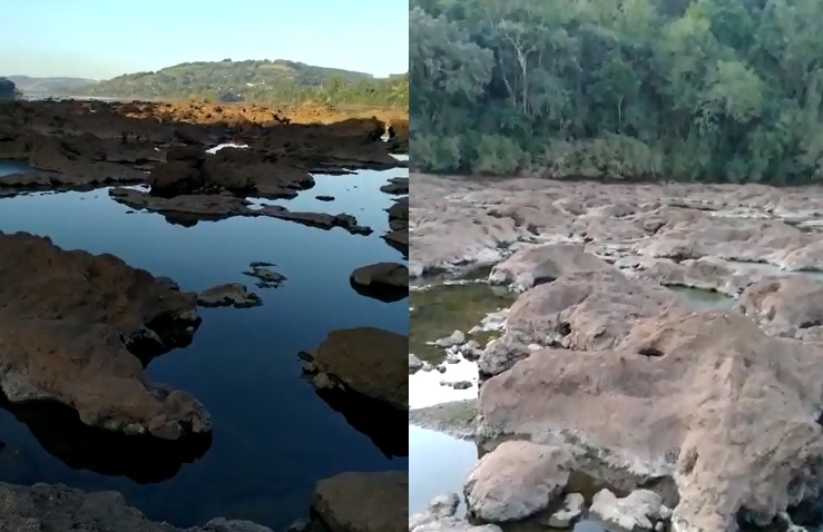 Preocupación: así de seco está el río Uruguay en la zona brasilera de Río Grande Do Sul