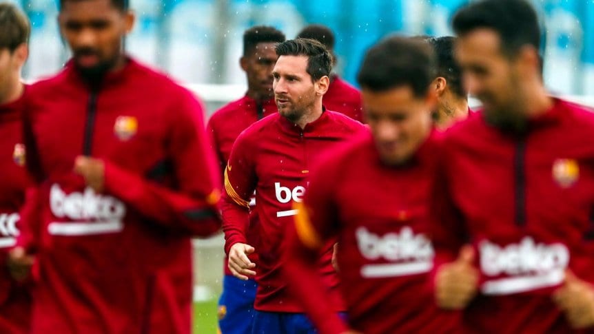 Messi nuevamente volvió a entrenarse con sus compañeros del Barcelona