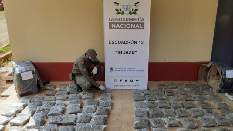 Iguazú: gendarmes incautaron más de cien kilos de marihuana, cuyo valor supera los $7 millones