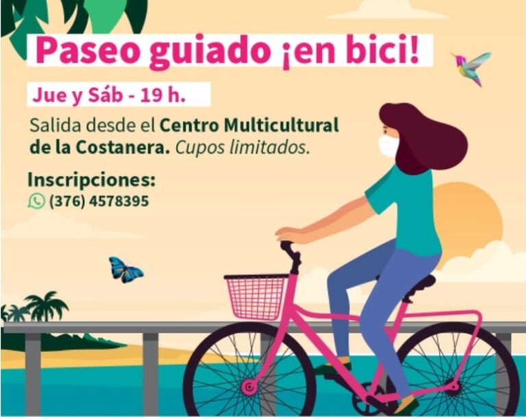 Actividades en Posadas: realizan paseos guiados en bici por la Costanera