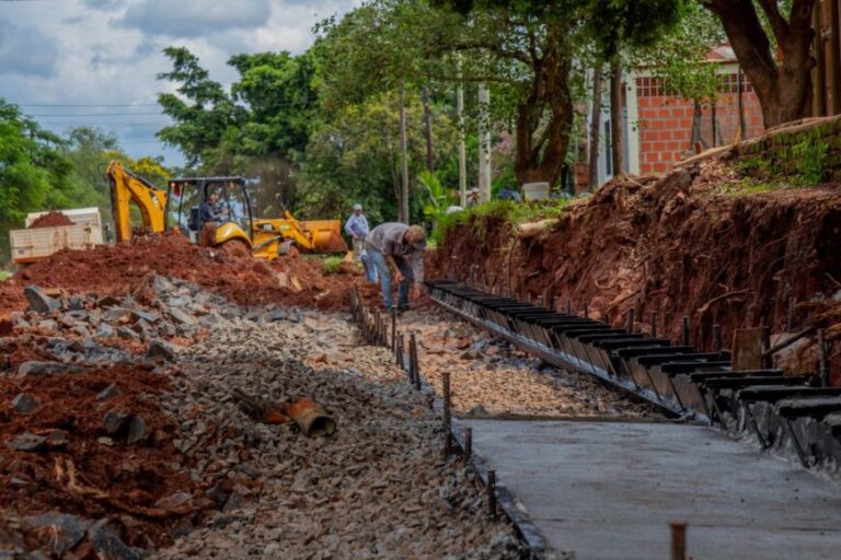 Concretan obras de veredas sobre la avenida Centenario de Posadas