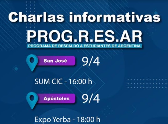 Hoy comienzan las charlas informativas sobre las becas "Progresar" en San José y Apóstoles