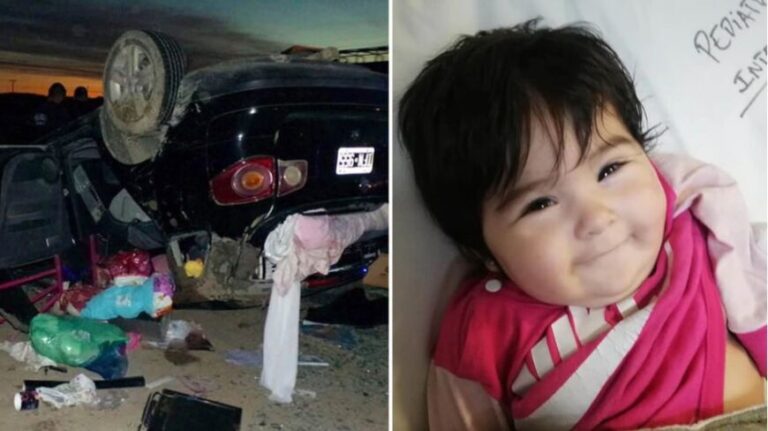 Una beba salió ilesa y sonriendo tras despistar el auto en el que viajaba con su familia