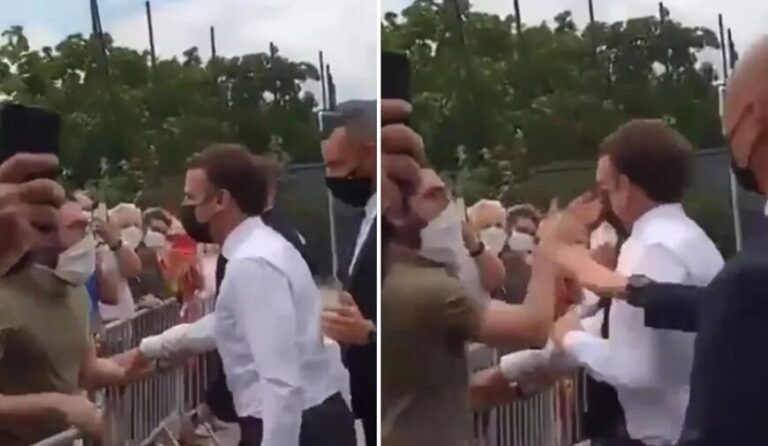 Un hombre le pegó una cachetada al presidente francés Macron