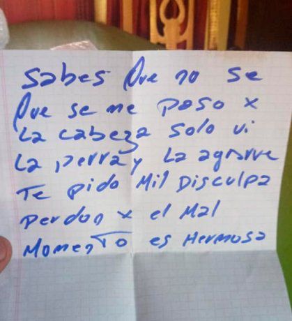 Robó una perra, se arrepintió y la devolvió con una carta: "Perdón, es hermosa"