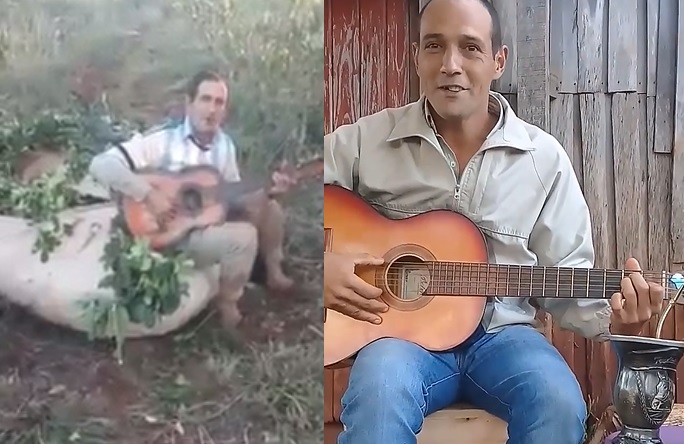 El tarefero que se hizo viral cantando sentado en un raído volvió a interpretar otra canción