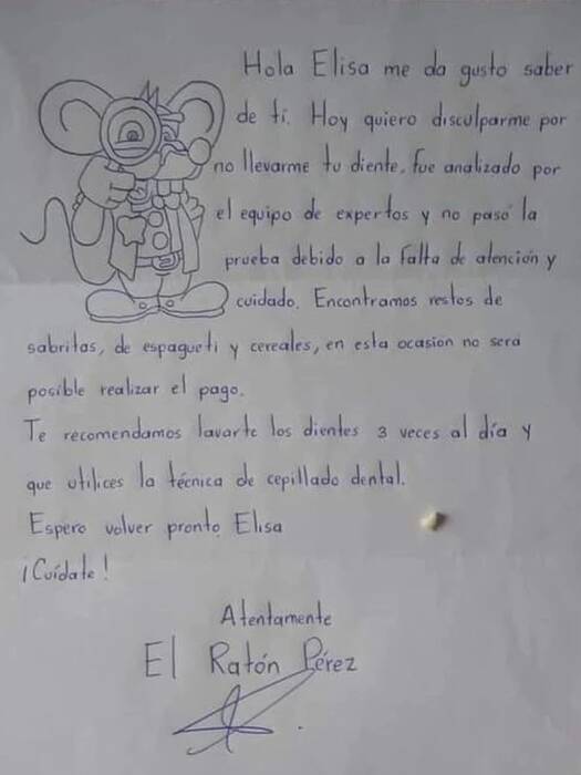 "No será posible realizar el pago": la carta del Ratón Pérez a un niña que revolucionó las redes 1 2 - carta - 1