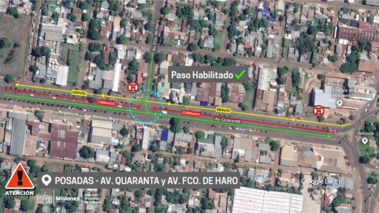 Travesía Urbana Posadas: habilitaron el tránsito en la intersección de Francisco de Haro y Quaranta