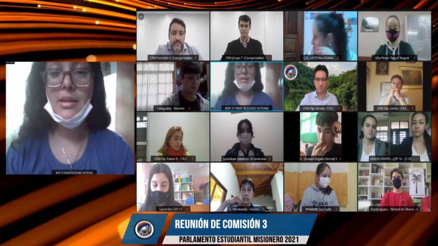 Parlamento Virtual Estudiantil Misionero 2021: comenzó el trabajo en comisiones 11 22 - parlamento estudiantil 11 - 21