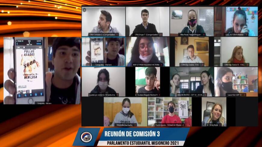 Parlamento Virtual Estudiantil Misionero 2021: comenzó el trabajo en comisiones 12 24 - parlamento estudiantil 12 - 23