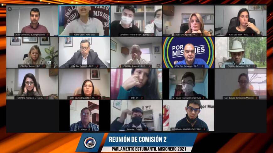 Parlamento Virtual Estudiantil Misionero 2021: comenzó el trabajo en comisiones 7 14 - parlamento estudiantil 7 1 - 13