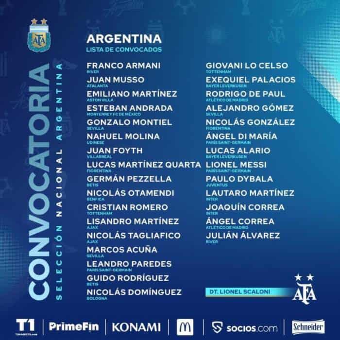 Scaloni dio la lista de convocados a la Selección Argentina para la triple fecha de Eliminatorias